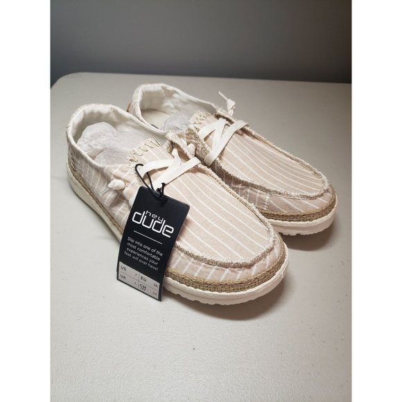 Hey Dude Shoes - Hey Dude Wendy Stripes Beige Women's Size 7.